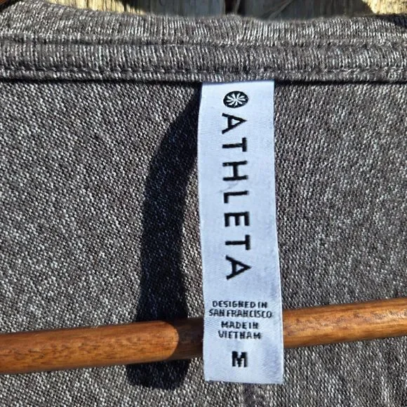 Athleta Harmony Wrap Hooded Cardigan Gray Open Front Drape Women Medium Stretchy - Picture 5 of 9